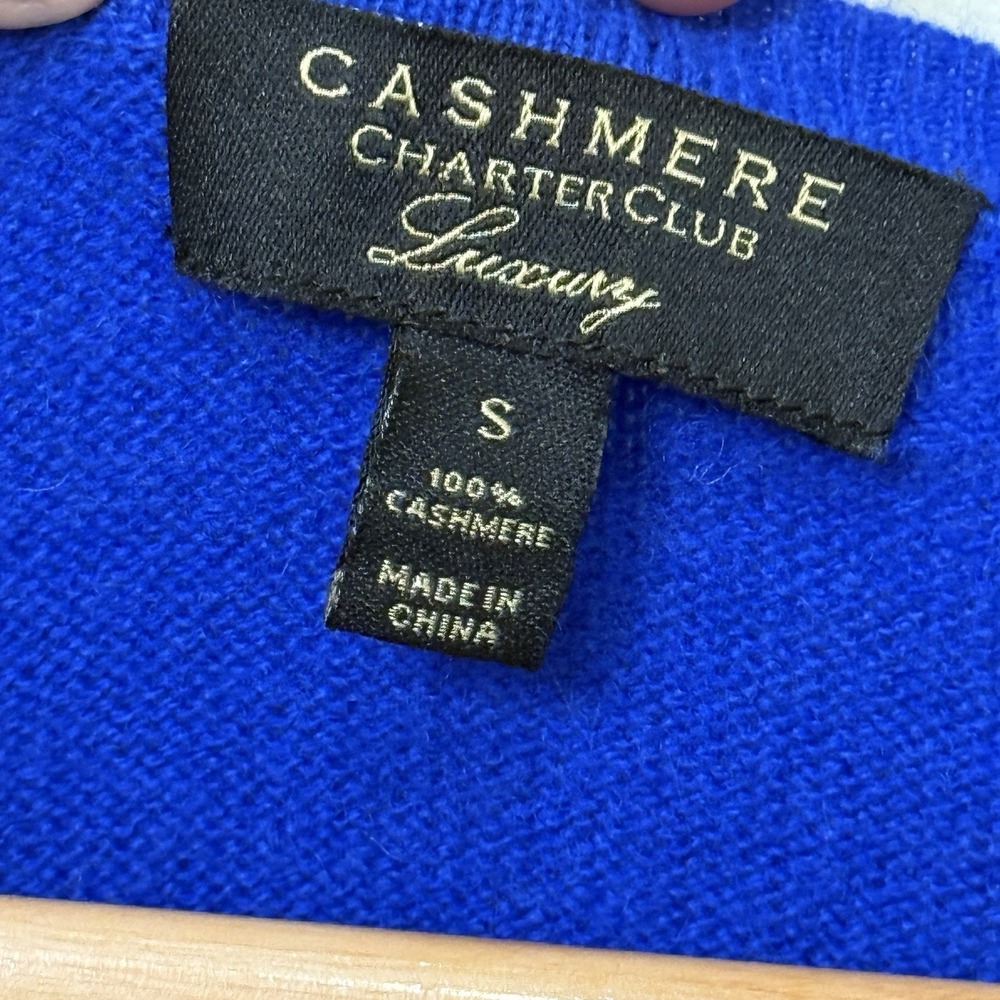 Cashmere Charter Club Luxury Sweater Womens Small Blue V Neck 100% Cashmere - Picture 4 of 6
